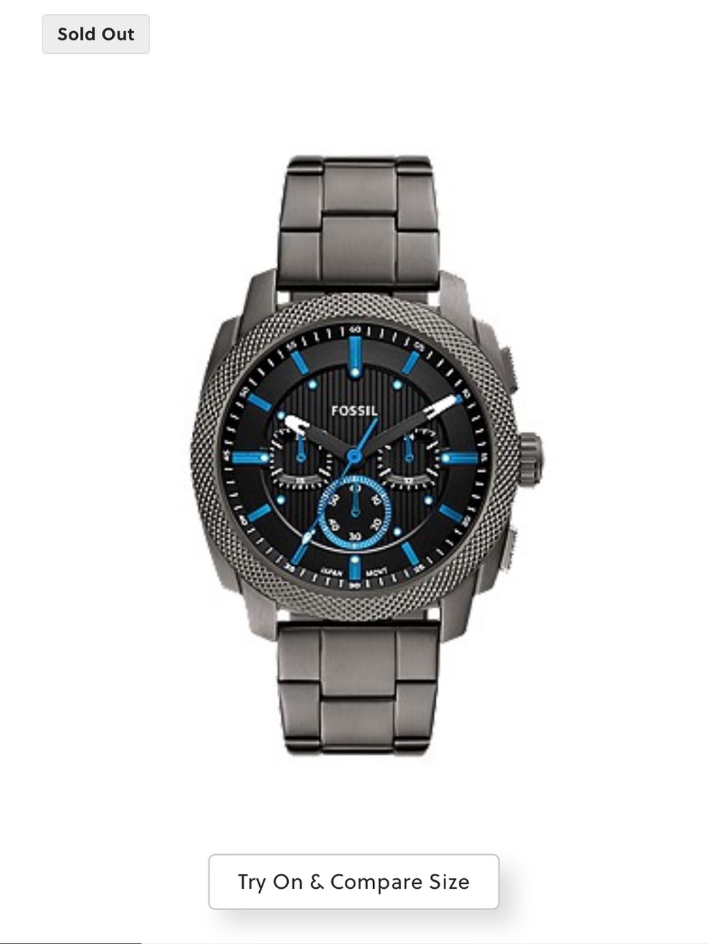 Fossil Gunmetal Stainless Steel Men's Watch with Black Dial